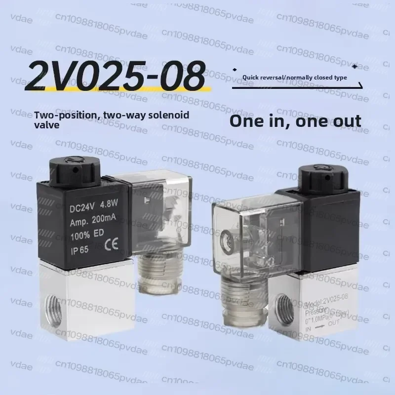 Tool Parts Pneumatic Solenoid Valve 2 Position 1/4 Port 2 Way Normally Closed 2V025-08 Air Compressor Magnetic Control Valve