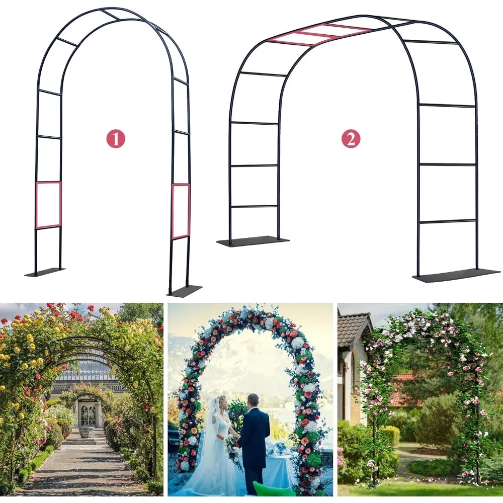 

Thickened Tube Garden Arch Trellis 4.6ft Wide x 7.9ft High or 7.6ft Wide x 6.4ft High for Climbing Plants Wedding Decor