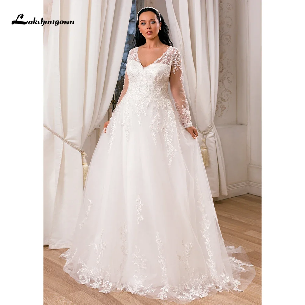 

Boho V Neck Long Cap Sleeve Lace Tulle A Line Wedding Dress Custom For Women Beach Bridal Gowns Sweep vestidos de novia robe deC