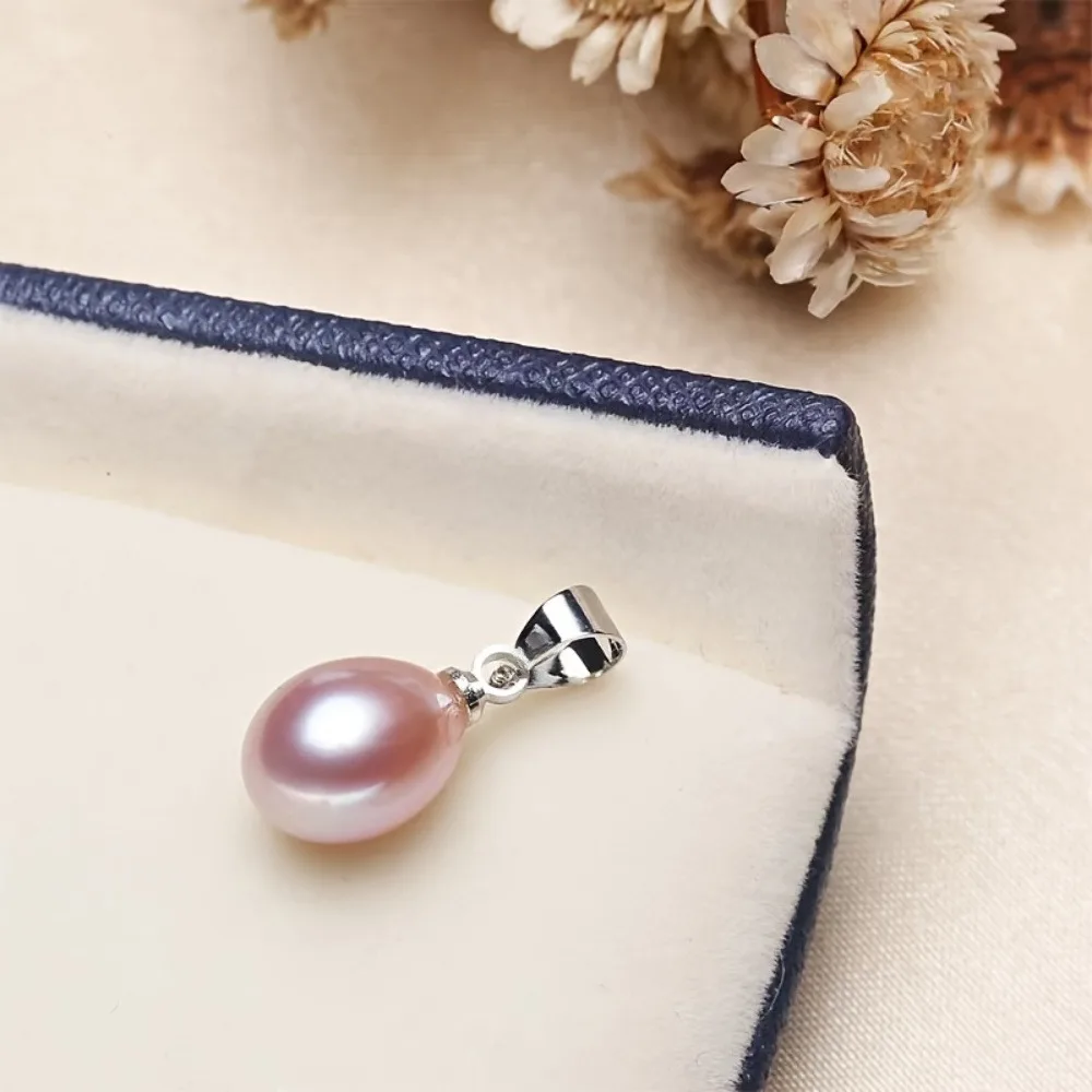 1 Pack 925 Sterling Silver Buckle Natural Freshwater Pearl Single Pendant Vintage Classic Necklace Accessory