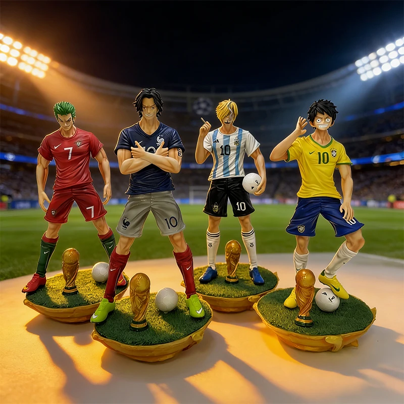 

35cm One Piece Animated Character Players Cos Luffy Essolon Sanji Football Action Figure Model Toy Display Birthday Gift