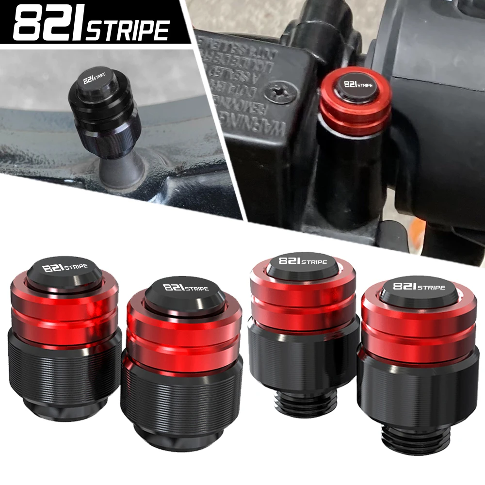 Motorcycle Rearview Mirror Plug Hole Screw Cap & Tire Valve Stem Caps Cover For Ducati 821 Stripe 2014 2015 2016 2017 821STRIPE