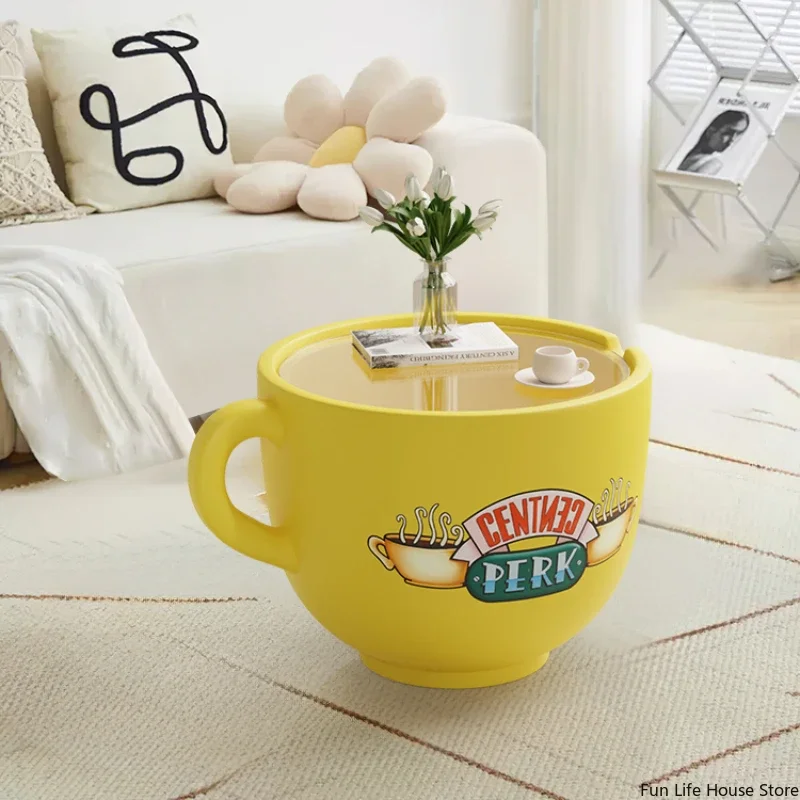 Cartoon Creative Lemon Coffee Cup Small Coffee Table, Living Room Sofa Snack Storage Side Table, Complete Home Furniture Gift