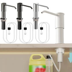 Kitchen Counrtertop Dishes Dispenser with Extention Tube Hand Press Soap Liquid Pump Plastic Soap Dispenser for Kitchen Sink