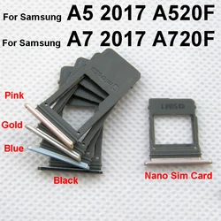 Dual SIM Card Tray For Samsung A5 2017 A520F A7 2017 A720F Single Card Tray Holder  Slot Replacement Parts