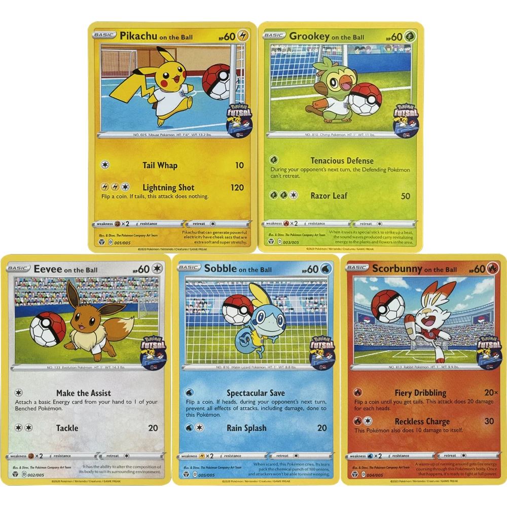 

5Psc/set DIY Pokemon PTCG Collection Cards Self Made English Version Football Pikachu Grookey Scorbunny Collection Cards
