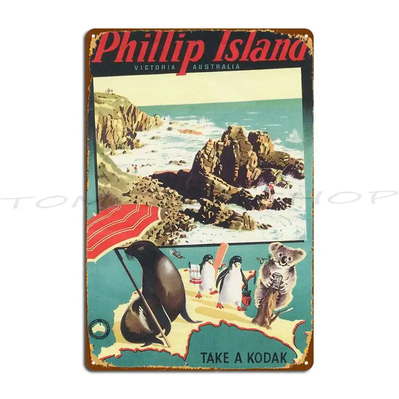 Phillip Island Australia Vintage Travel Metal Plaque Poster Cinema Wall Plaque Wall Decor Cave Custom Tin Sign Poster