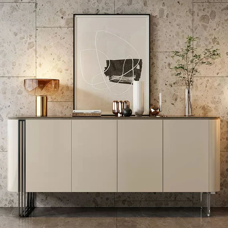 

Simple modern porch cabinet light luxury Italian minimalist entry door porch cabinet shoe cabinet integrated solid wood edge