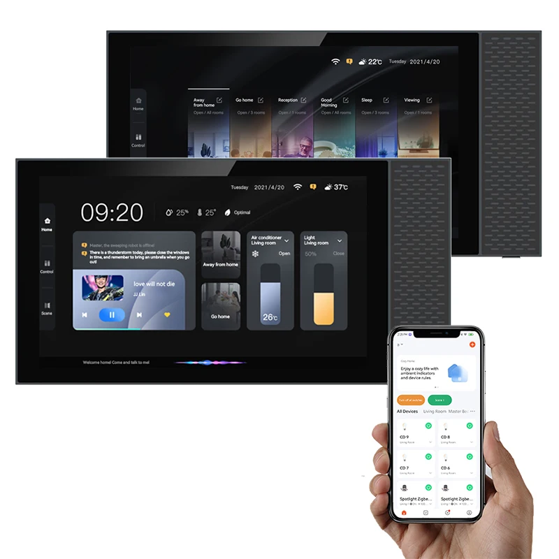 2022 New 7 inch touch screen smart home central control panel android operation system with music audio playback