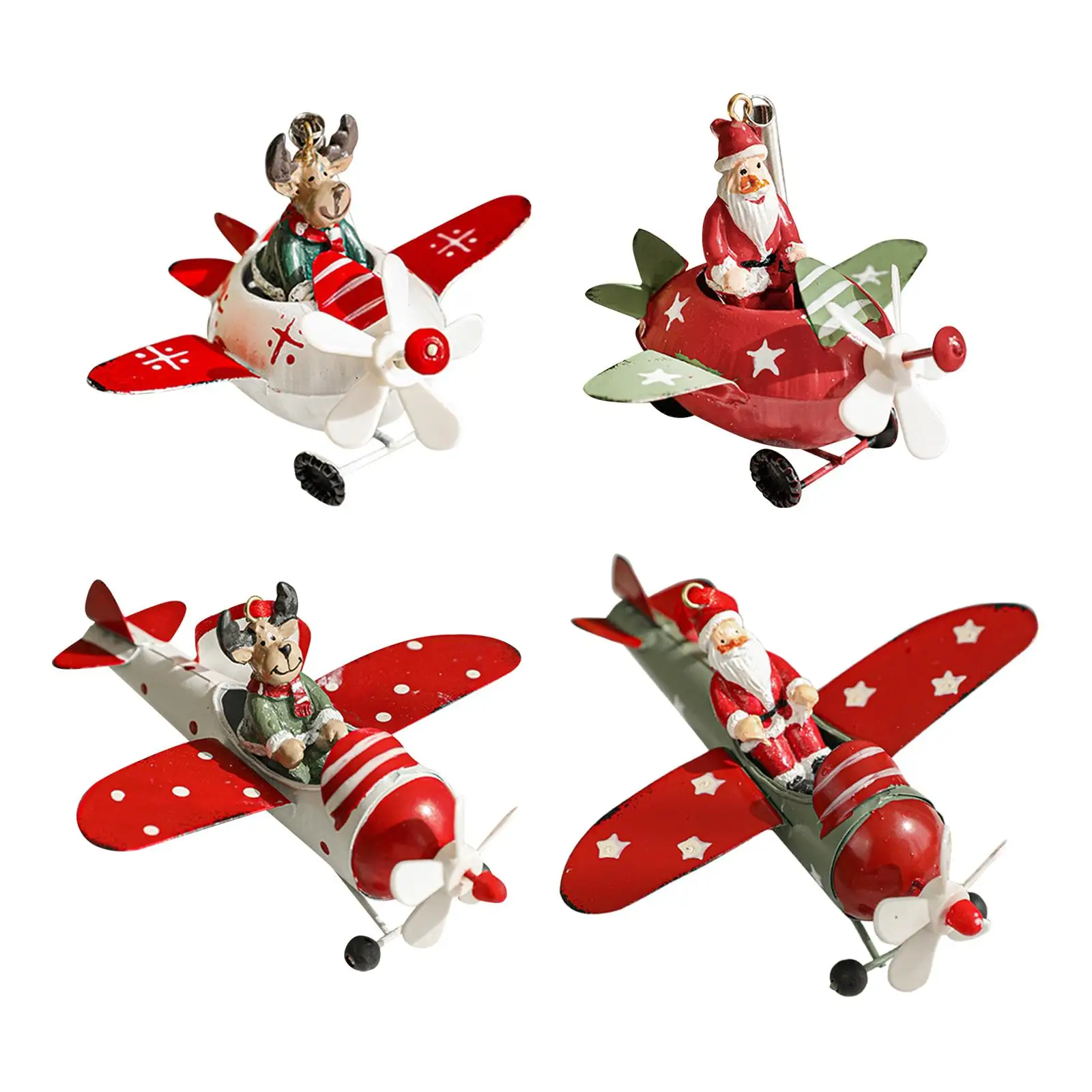 Christmas Tree Hanging Airplane Ornament Iron Miniature Aircraft Pendant for Bedroom Office Photo Props