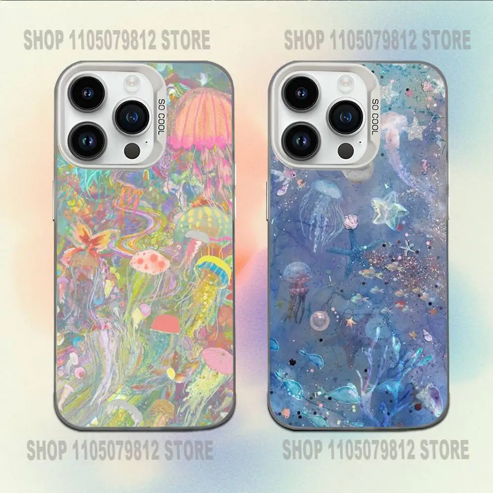 

Funny Jellyfish Phone Case For iPhone 16,15,14,13,12,11,Mini,Pro,E,MAX White Candy Matte Shockproof Cover