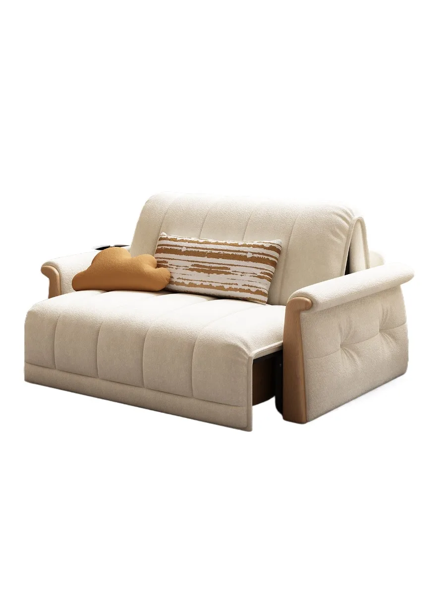 Intelligent voice-controlled electric modern minimalist metal frame sofa bed, foldable two-in-one, with storage function