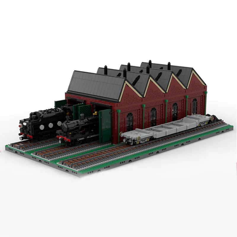 4394 قطعة MOC 2 حارة قاطرة سقيفة قطار نموذج اللبنات العمارة هدية الكريسماس لتقوم بها بنفسك اللعب التعليم الطوب عيد ميلاد #3