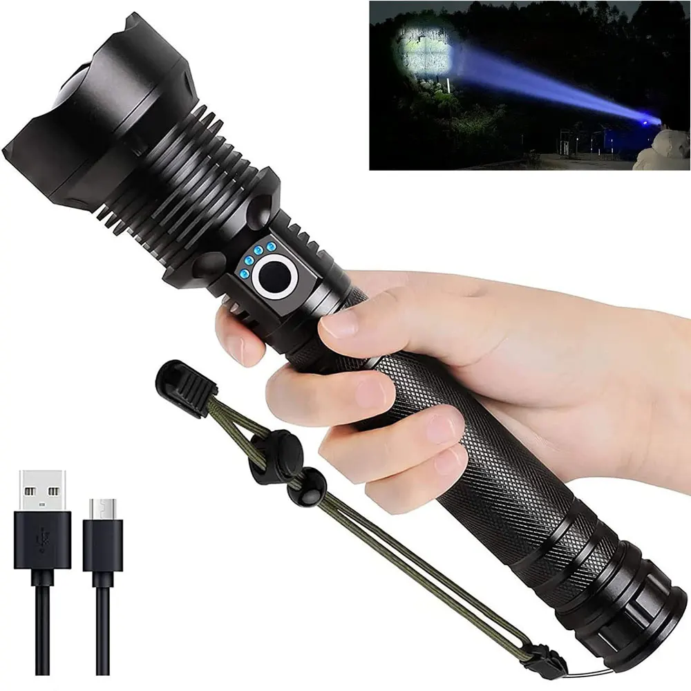 

USB Powerful XHP70.2 Flashlight Torch Super Bright Rechargeable Zoom LED Tactical Torch XHP70 18650 or 26650 Battery Camp Lamp