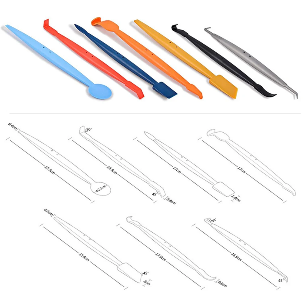 7pcs Car Wrap Vinyl Magnetic Squeegee Carbon Film Scraper Kit Micro Wrapping Stick Applicator Window Tint Curves Slot Tint Tools