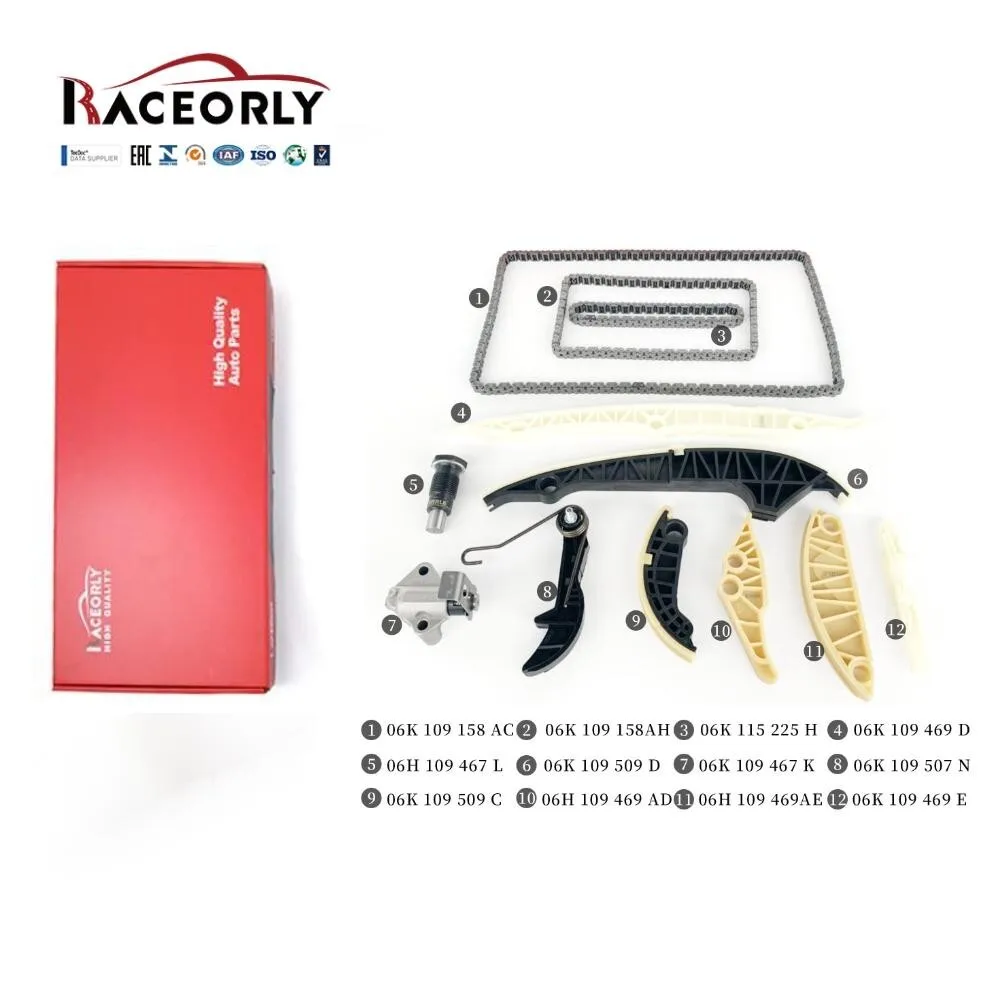RACEORLY 12Pcs Engine Timing Chain Kit For VW Passat GTI Audi S3 EA888 1.8T 2.0T