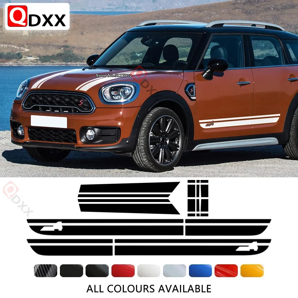 Car Hood Decal Bonnet Band Rear Trunk Body Kit Side Stripes Skirt Sticker For MINI Countryman F60 All4 Cooper JCW Accessories