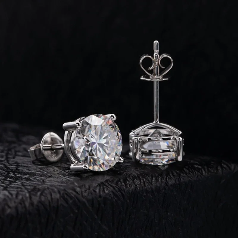 2 Carats D Color Moissanite Diamond 14K Gold Stud Earrings With GRA Certificate Fine Jewelry Wholesale