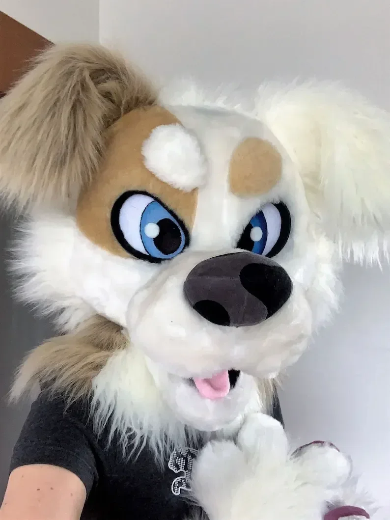 Fursuit Wolf Brown Long Fur Furry Costume Husky Dog Fox Mascot Costume Cosplay Party Fursuit Halloween Suit Adult Size