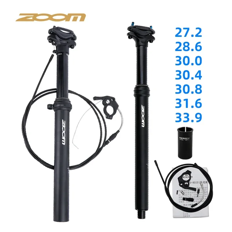 ZOOM Adjustable Height MTB Seatpost 27.2 28.6 30.9 31.6mm Hydraul Seat Post Internal External Cable Bicycle Hydraul Seat Post