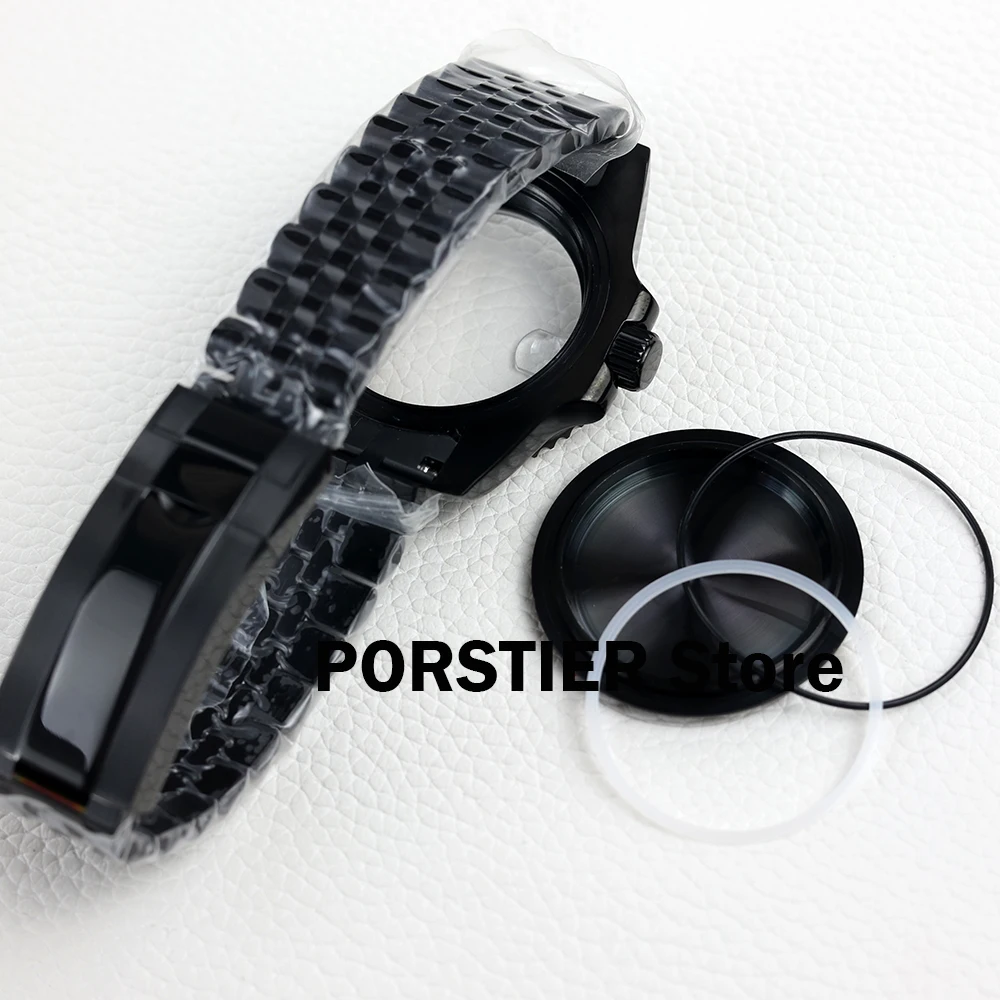 High Quality 40mm NH35 watch Case Black Pvd Jubilee Strap Stainless steel Bracelet for NH35 NH36 movement Sub GMT Yacht cases