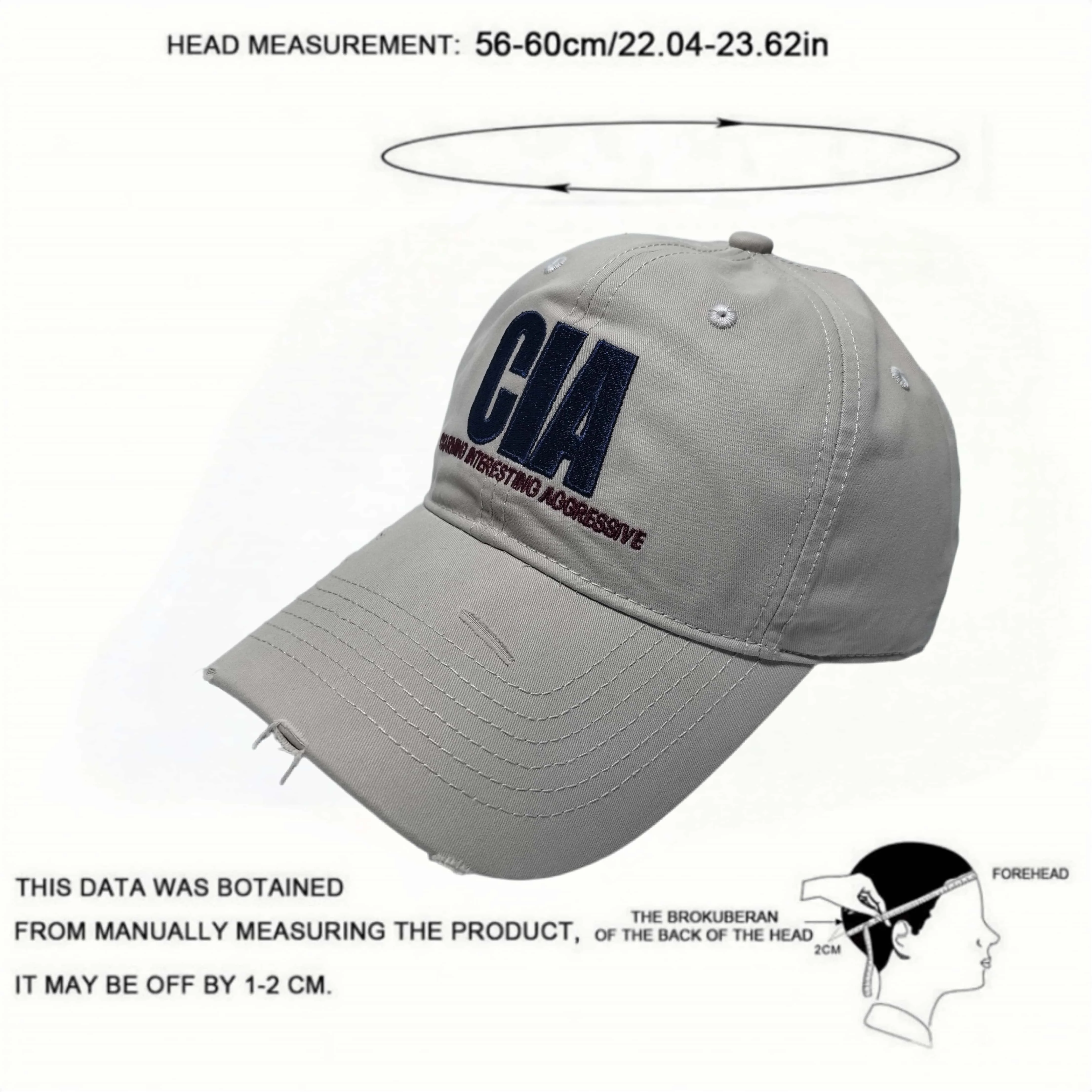 Vintage Distressed Baseball Cap CIA Letter Embroidery Dad Hat Charming Interesting Aggressive Slogan Washed Cotton Trucker Cap U - view 6