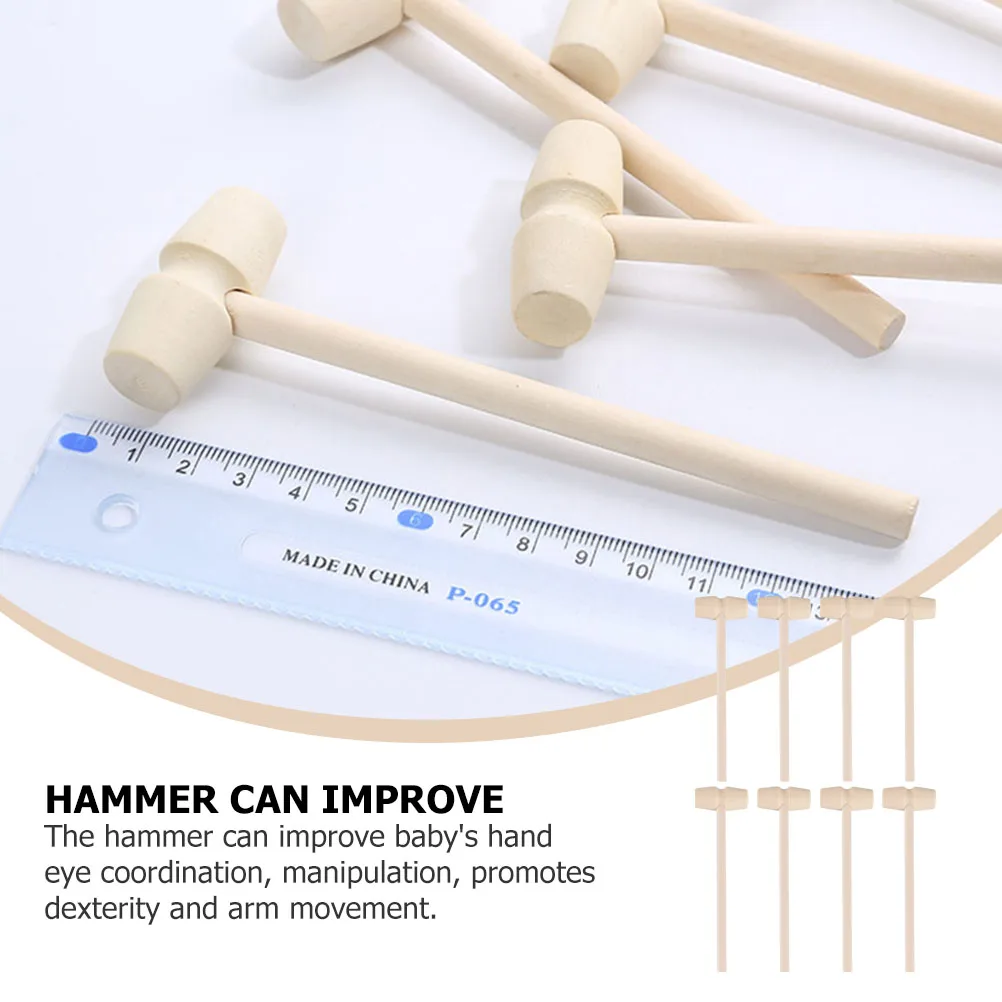 25Pcs Mini Hammer Set Wooden Mallet for Kids Hand Eye Coordination Training Unfinished DIY Craft Hammer Baby Muscle Development