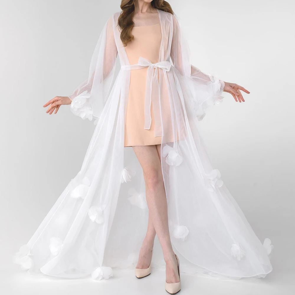 Wedding Dresses for Women PhotoShoot Flower Tulle Robe Gown Women Dresses Bridal Boudoir Lingerie Boudoir Sleepwear Nightgown