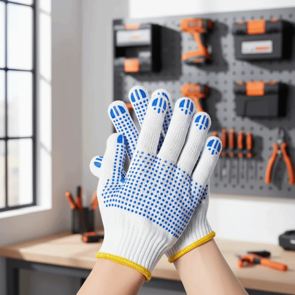 

48 шт./24 пары износостойких рабочих перчаток, защитные перчатки из хлопкового материала с резиновым покрытием, удобные утолщенные противоскользящие перчатки
