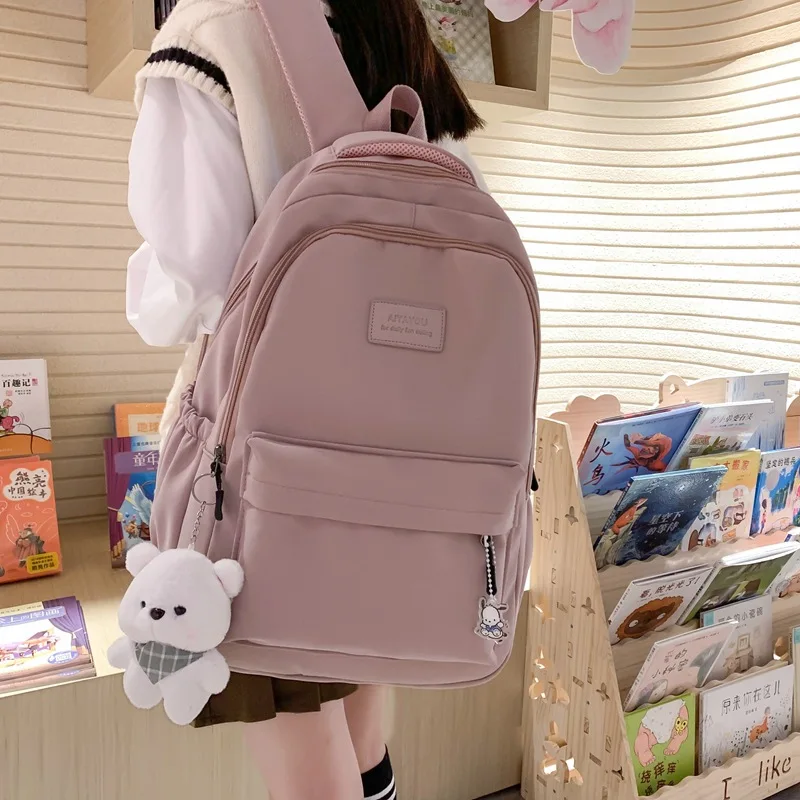 Mochila universitaria impermeable de alta capacidad para mujer, bolso escolar para computadora portátil, bolsa de libros de viaje para niña linda, moda femenina, nueva