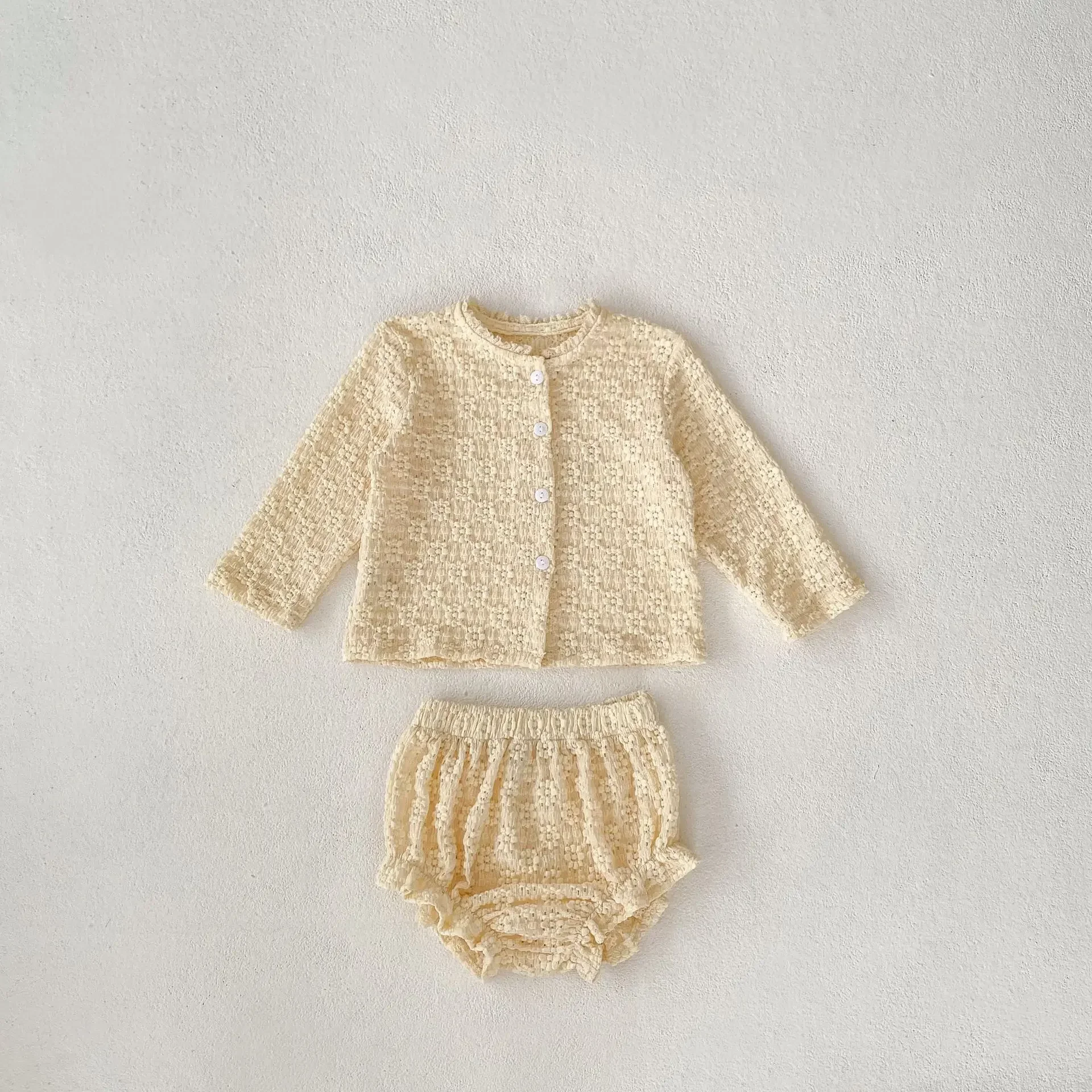 5476 Baby Clothing Set 2026 Autumn New Soft Flower Girl's Suit Knitted Shirt+Pants Sweet Two Piece Suit