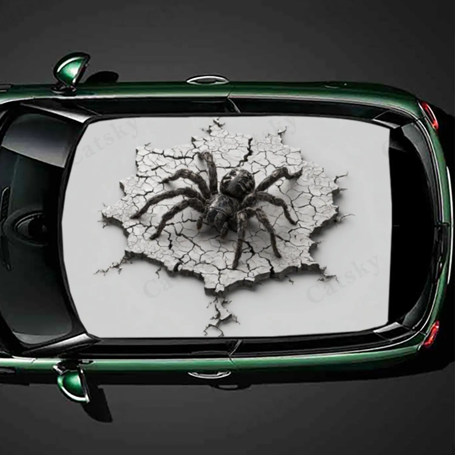 

Edgy Streetwear Spider Cracked Print Car Roof Sticker PVC Self Waterproof stick , Striking Auto Exterior Accessories Decoration
