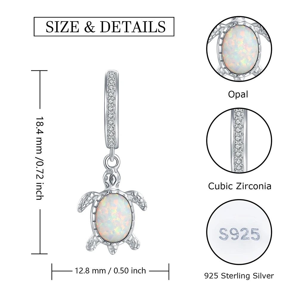 Imagem -05 - Sterling Silver Opal Sea Turtle Dangle Drop Earrings para Mulheres Jóias Animais Bonitos Natureza Oceano Presentes de Aniversário para Meninas Amantes 925