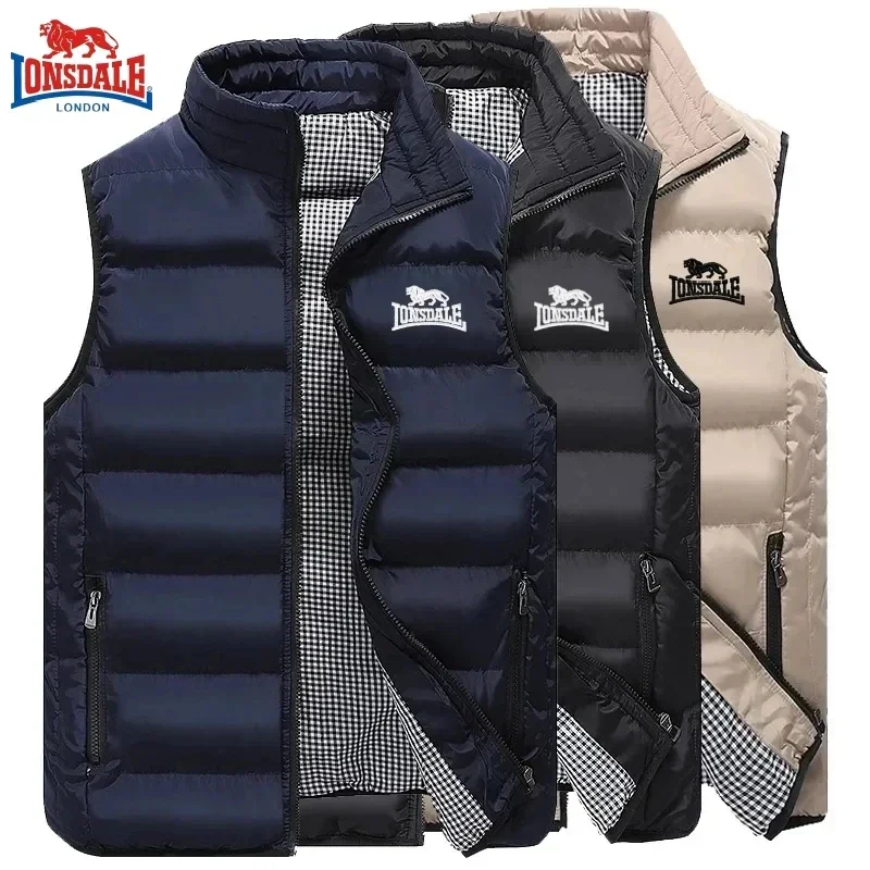 Colete Quente Bordado Sem Mangas Masculino, Jaqueta Windproof, Luxo, Marca de Moda, Alta Qualidade, Exterior, Outono, Inverno