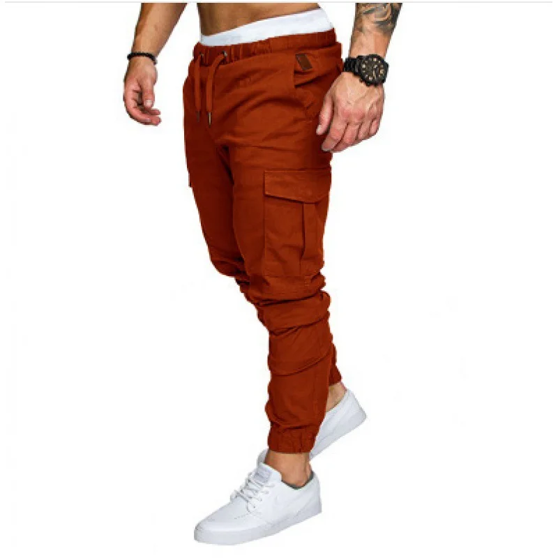 New Men's Casual Work Pants With Multiple Pockets Sports Jogger Pants