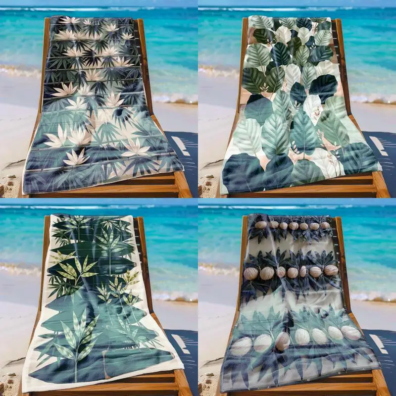 

Tropical Leaf Pattern Beach Towel Patterned Sunscreen And Windproof Suitable For Swimming Pool Camping Travel Blanket