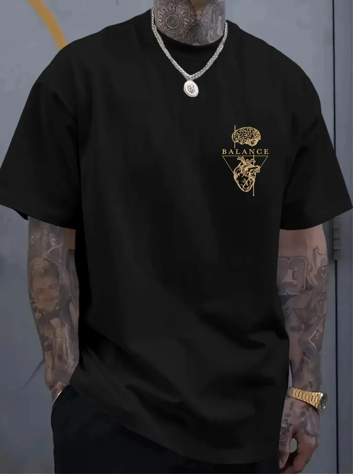 Balanced Heart-shaped Geometric Pattern 3D Print Sport Quick-dry Breatha Men Tshirt Outdoor Street Leisure Parent-child Clothing