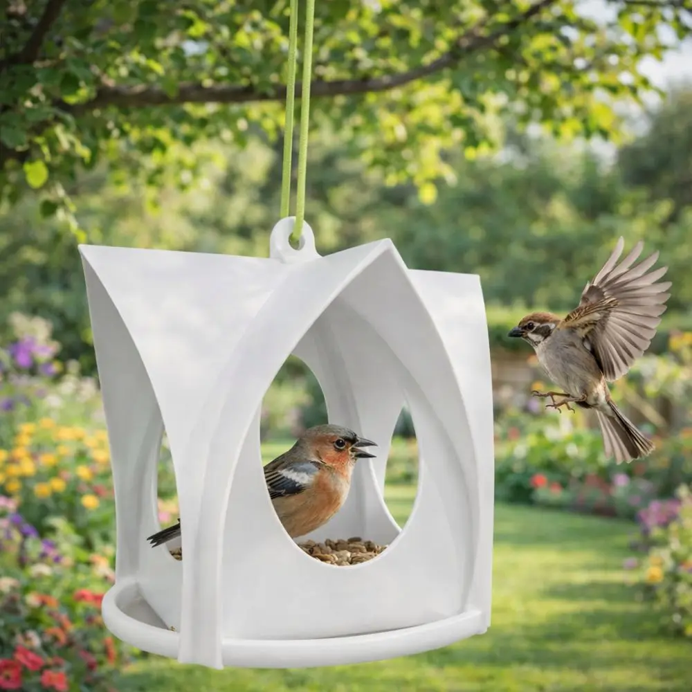 Cottage Style Hanging Bird Feeder Large Capacity Bite Resistant Bird Feeder Station with Stand Weatherproof Food Dispenser