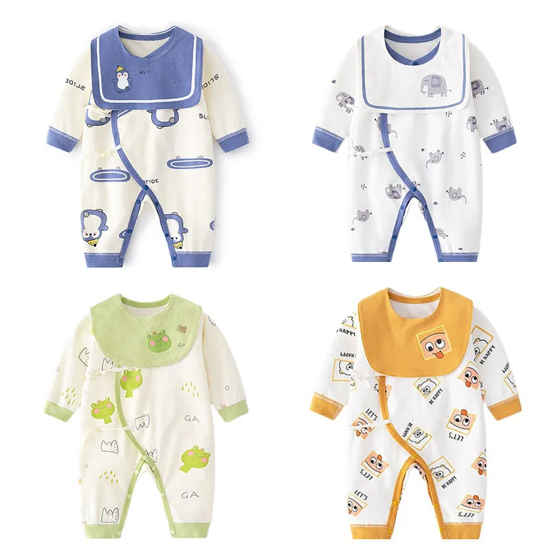 

Winter Newborn Baby Clothes With Bibs Baby Girls Rompers Cotton Ropa Bebes 0 3 6 Months Clothing Infant Boys Jumpsuits Outfits