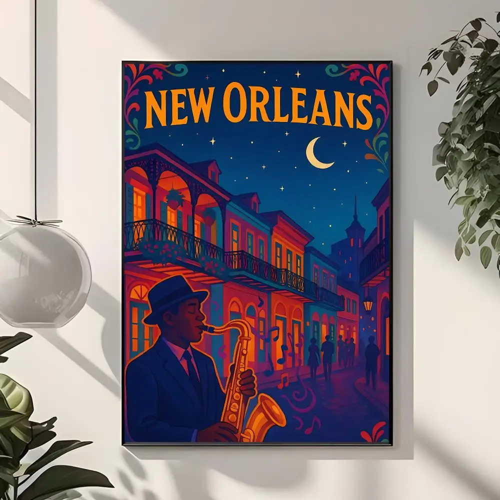 Vibrant Louisiana City N-New Orleans Poster Modern Home Decor & Interior Design | Wall Art Collection