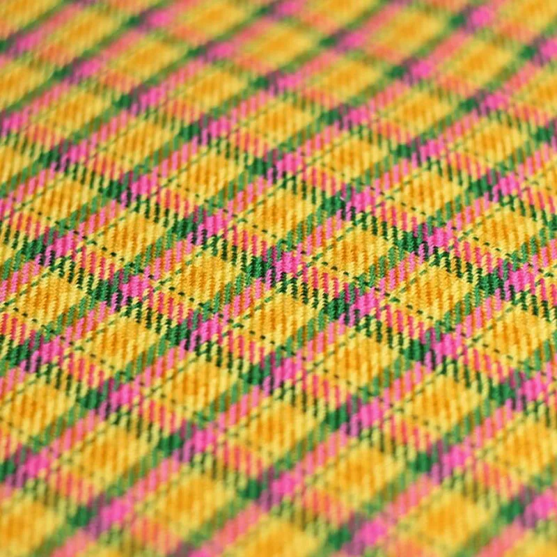 50x145cm Yellow/Pink/Green Plaid Yarn-Dyed Braided Tweed Fabric For Women Autumn Jacket Dress Suit Coat Handbag DIY Cloth Sewing