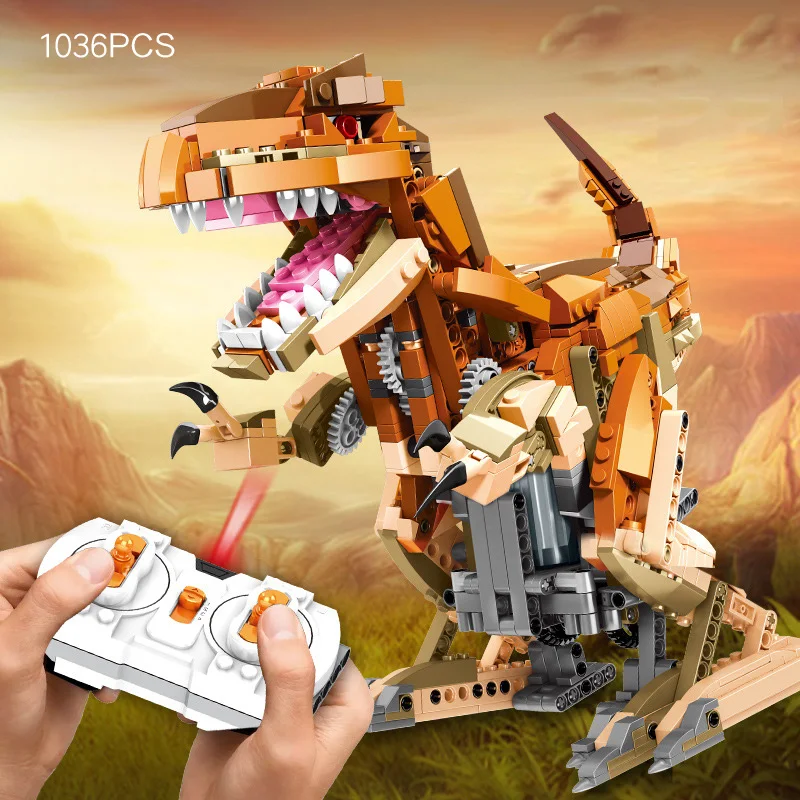 

Technical Tyrannosaurus Rex Building Block Radio 2.4ghz Remote Control Dinosaur Bricks Rc Steam Educational Toys Stem For Gift