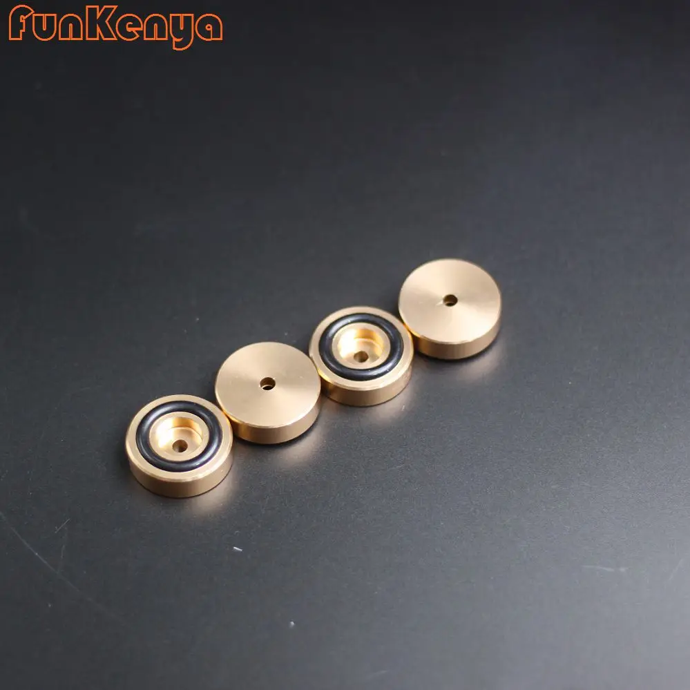 4PCS Dia 30mm Height 11mm Rubber Ring Shock Absorbing Anodized Aluminum Feet DIY Amplifier Gold