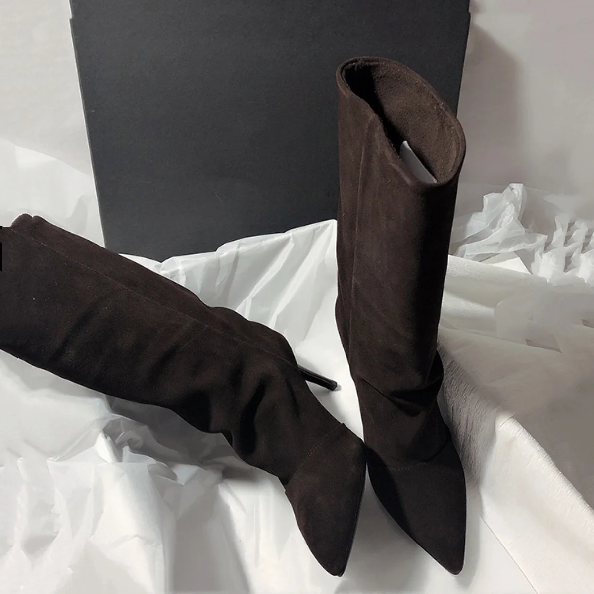 Winter Spitze Bequeme Rutschfeste Übergroße Ritter Stiefel Modische Neue Stil Casual High Heels Zwischensohle frauen Stiefel