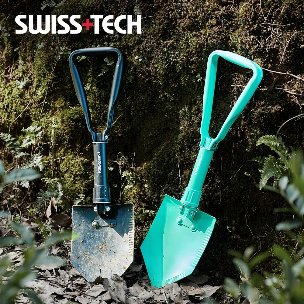 

SWISS TECH Multi-tool Foldable Shovel Outdoor Gear Gardening Hand Tools Small camping equipment Folding tourist shovel With Case