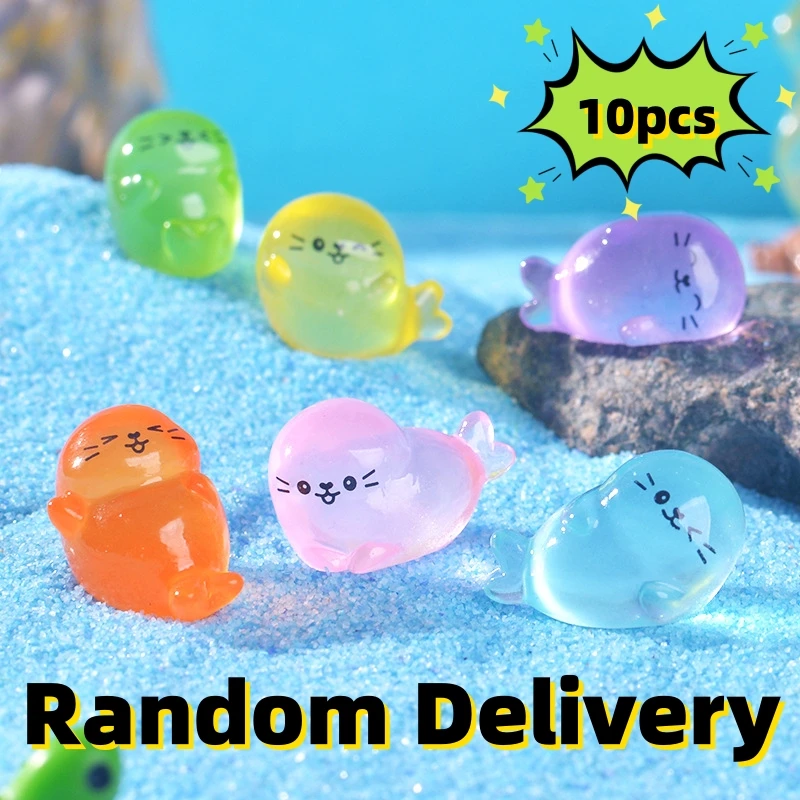 10pcs Random Delivery Micro Landscape Creative Seals, Marine Animals, Fish Tank Decorations, Mini Resin Ornaments