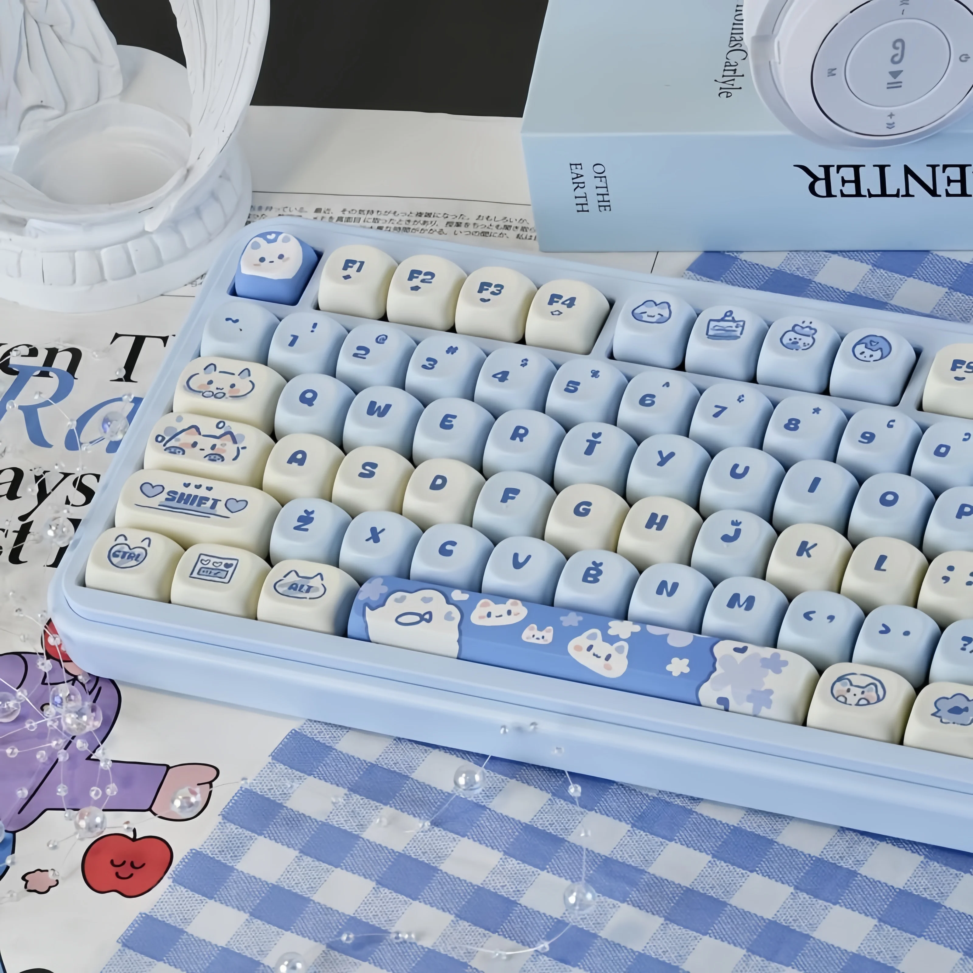 

130-клавишный набор колпачков из морской соли и котенка MOA, набор колпачков из ПБТ с пятисторонней сублимационной краской для механической клавиатуры MX Switch