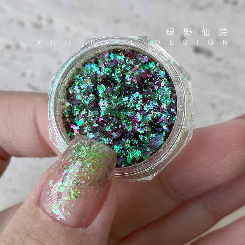 12 Colors Chameleon Glitter Flakes Irregular Untra-Thin Chameleon Yuki Glitter Sequins Mirror Effect Manicure Chameleon Sequins
