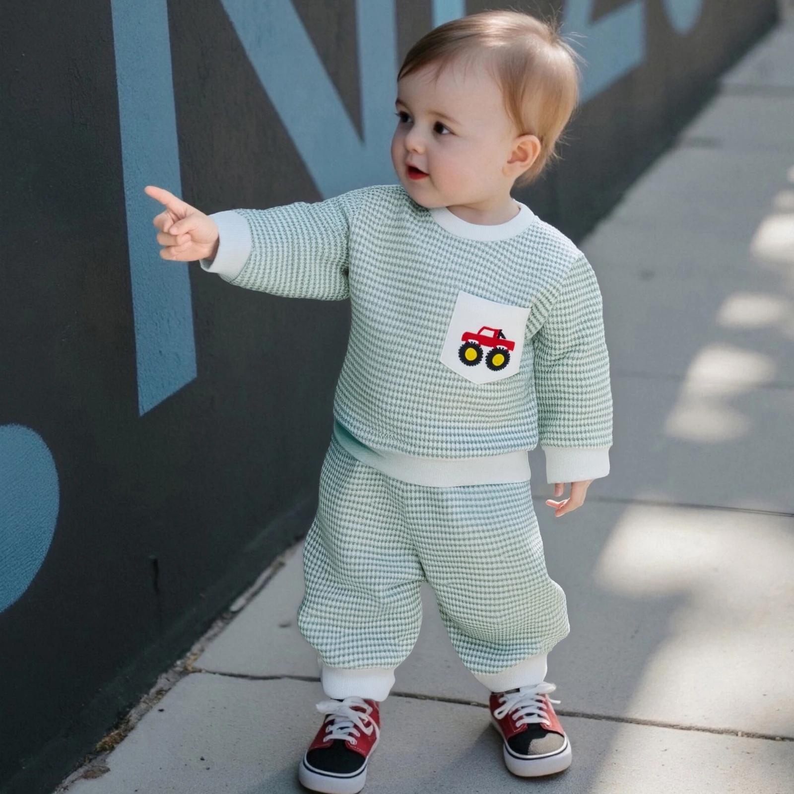 FOCUSNORM 0-3Y الرضع طفل الفتيان الشتاء الخريف الملابس مجموعات بطة/شاحنة مطرزة مخطط طباعة طويلة الأكمام البلوز السراويل