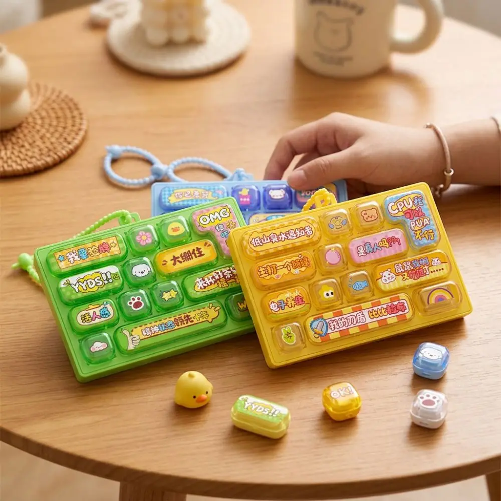 Plastic 14 Key Fidget Keyboard Charm Cartoon Animals Mechanical Keyboard Fidget Press-Type Clear Key Sounds